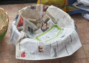 Baskets Lined with Newspaper